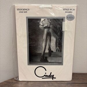 (2 Pairs) NEW Cindy Bridal Seamed Thigh High Stockings Hosiery 420 White